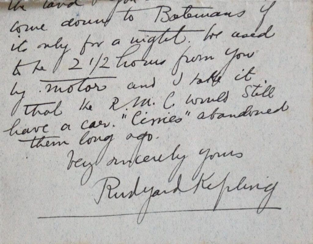  Carta original manuscrita de Rudyard Kipling (1917) 