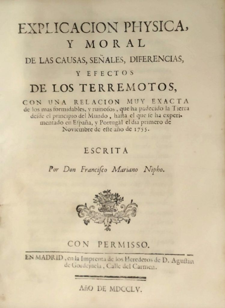  Nipho – Explicación phisica y moral de los Terremotos (1755) 